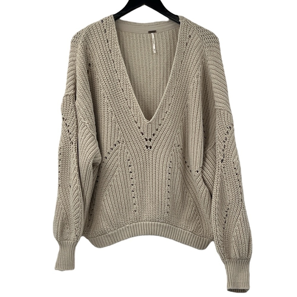 Free People  Doman Sleeves oversize Knit baggy Cropped sweater M new